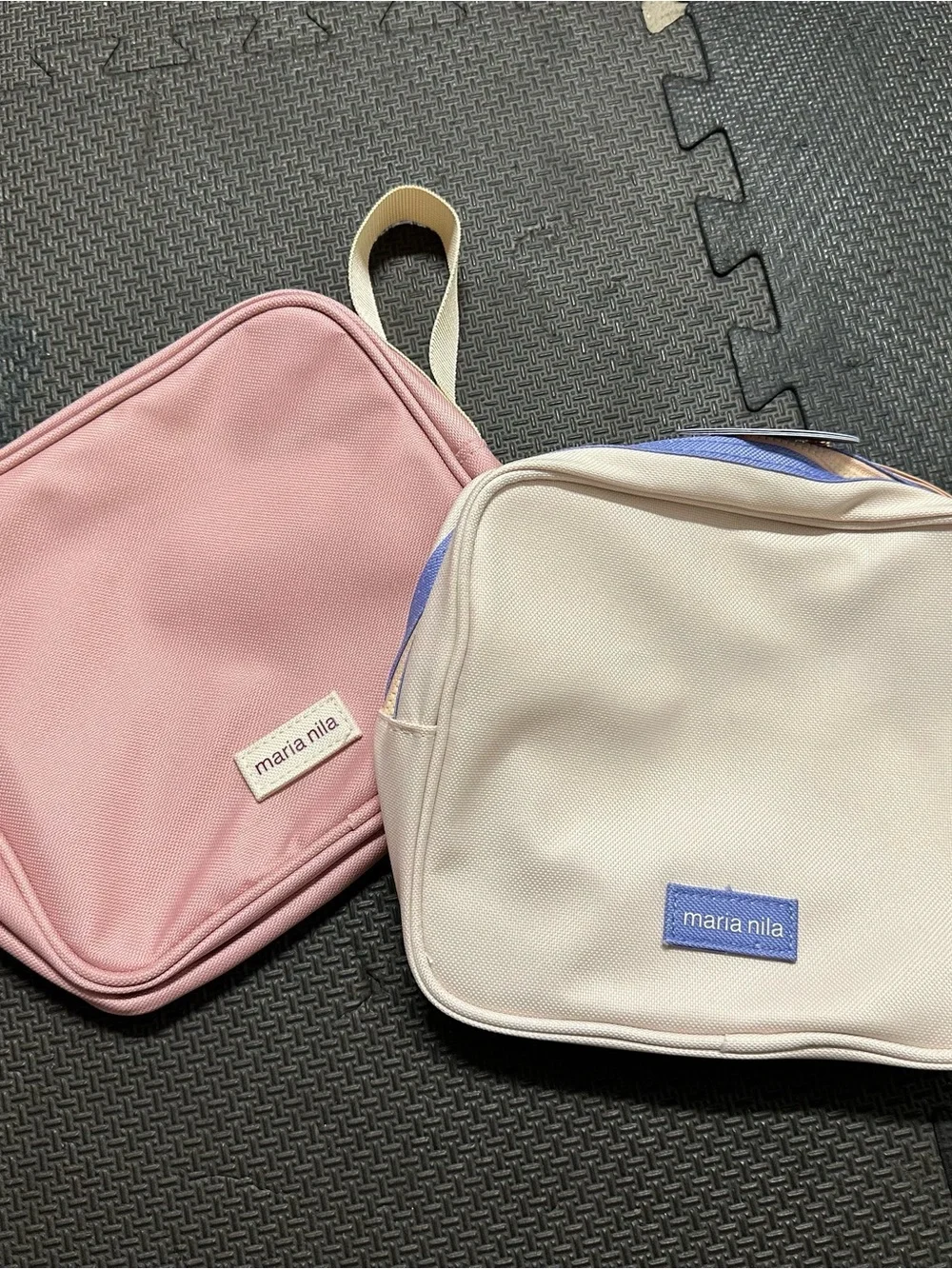 maria nila Pink and Cream Travel Toiletry Bag Set